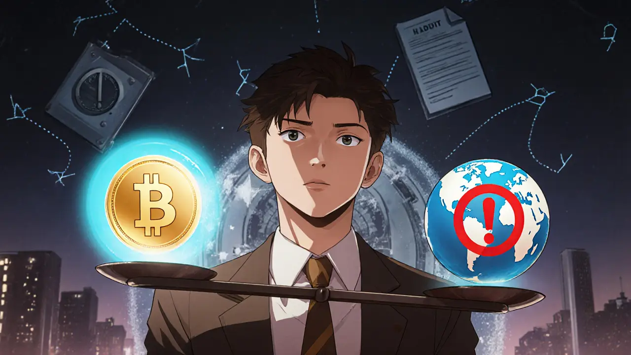 Character balancing benefits of ARzPaya against international blocklist and security symbols on a retro anime backdrop.