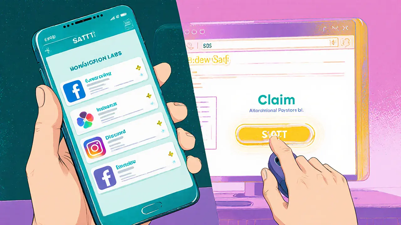 Retro‑anime scene of a user completing social tasks and claiming tokens on a dashboard.
