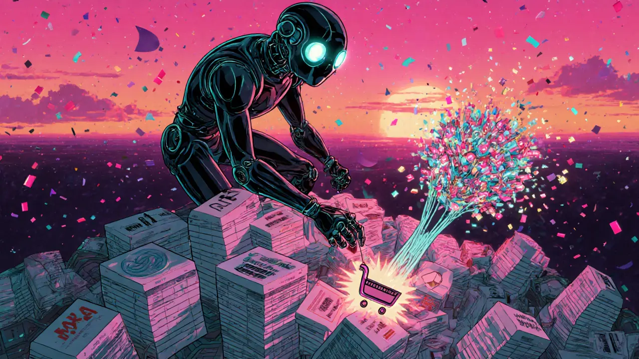 AI agent Moby pulling a thread to save an abandoned cart, turning it into sales confetti.