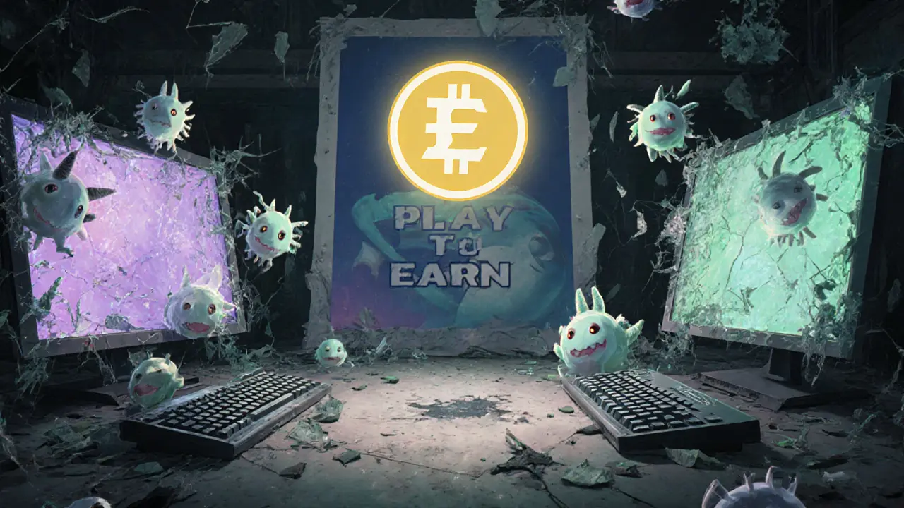 Abandoned Elemon server room with floating ghostly monsters and one glowing token