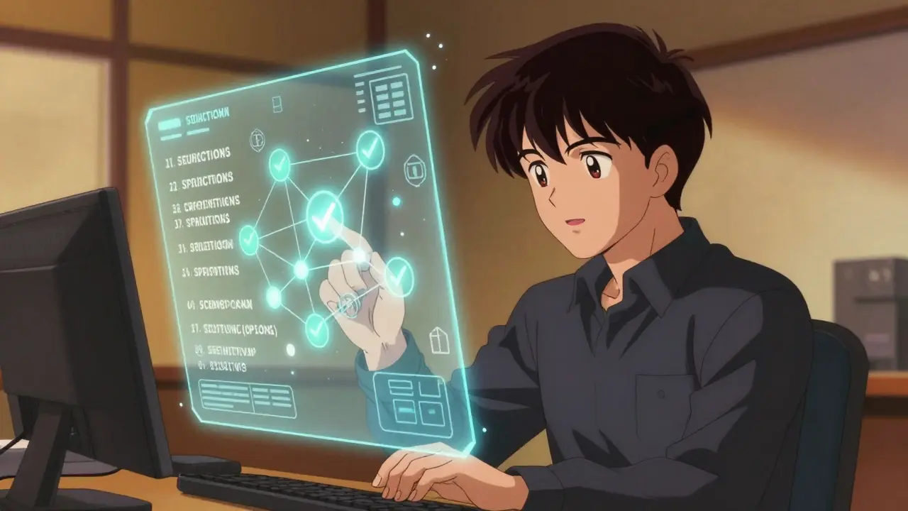 Crypto business owner using automated transaction screening tools.