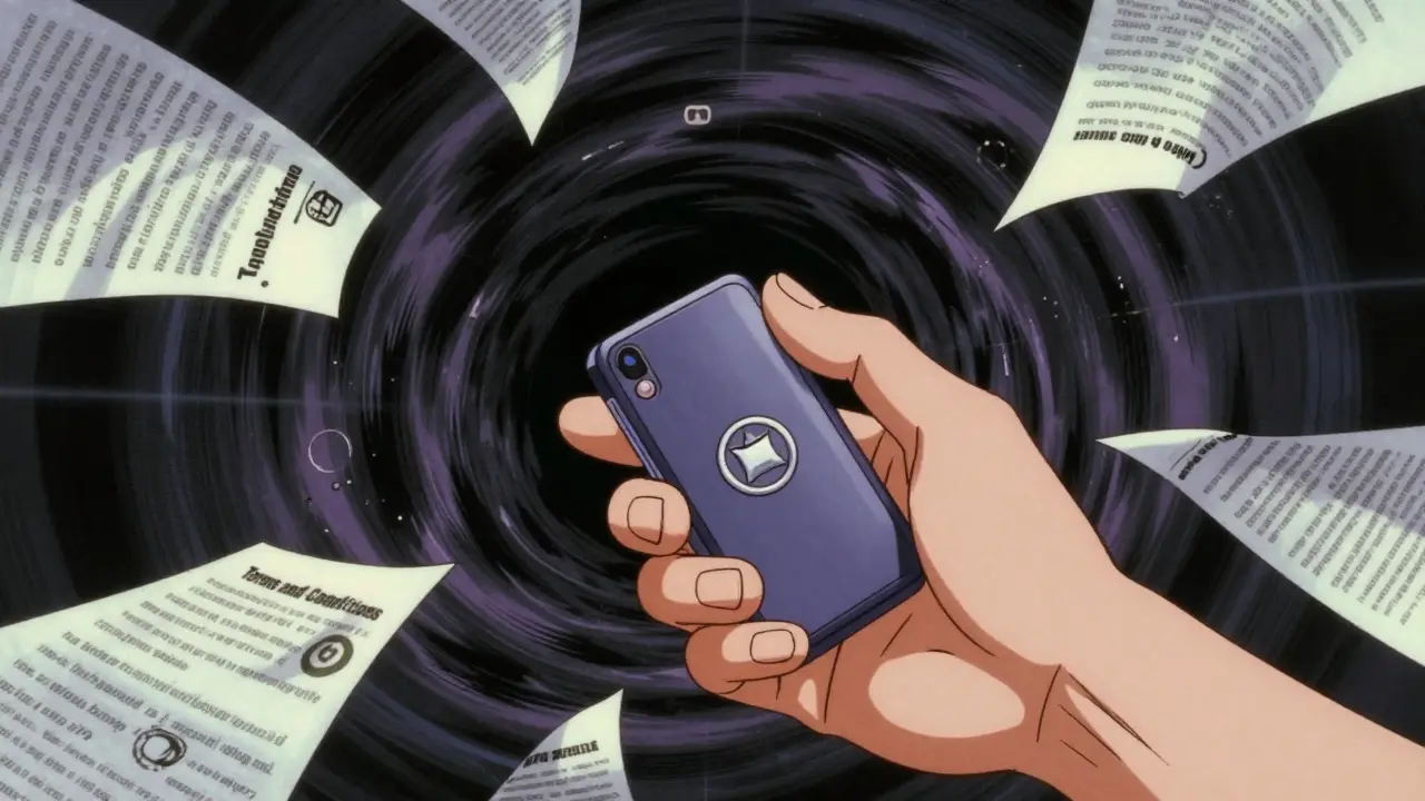 Retro anime art of a hand securing a hardware wallet while moving away from a digital vortex.
