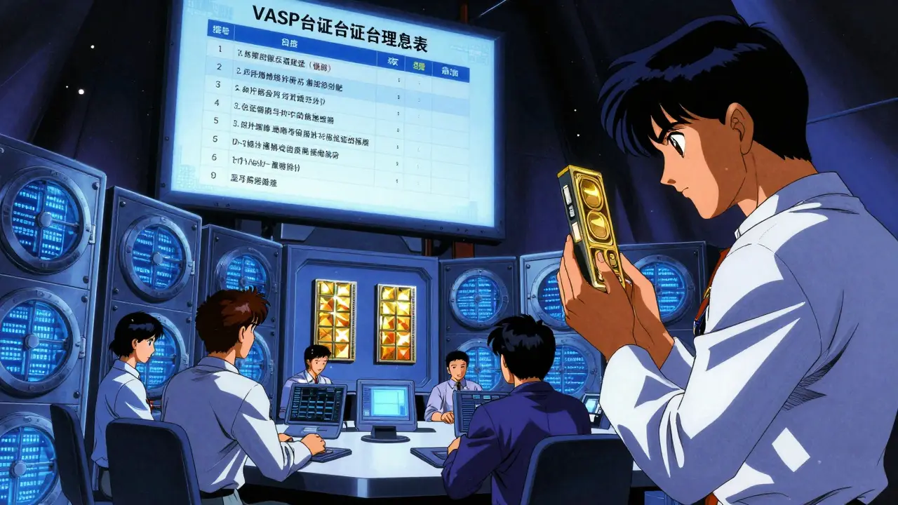 Vintage anime depiction of a high-tech crypto exchange managing secure digital wallets.