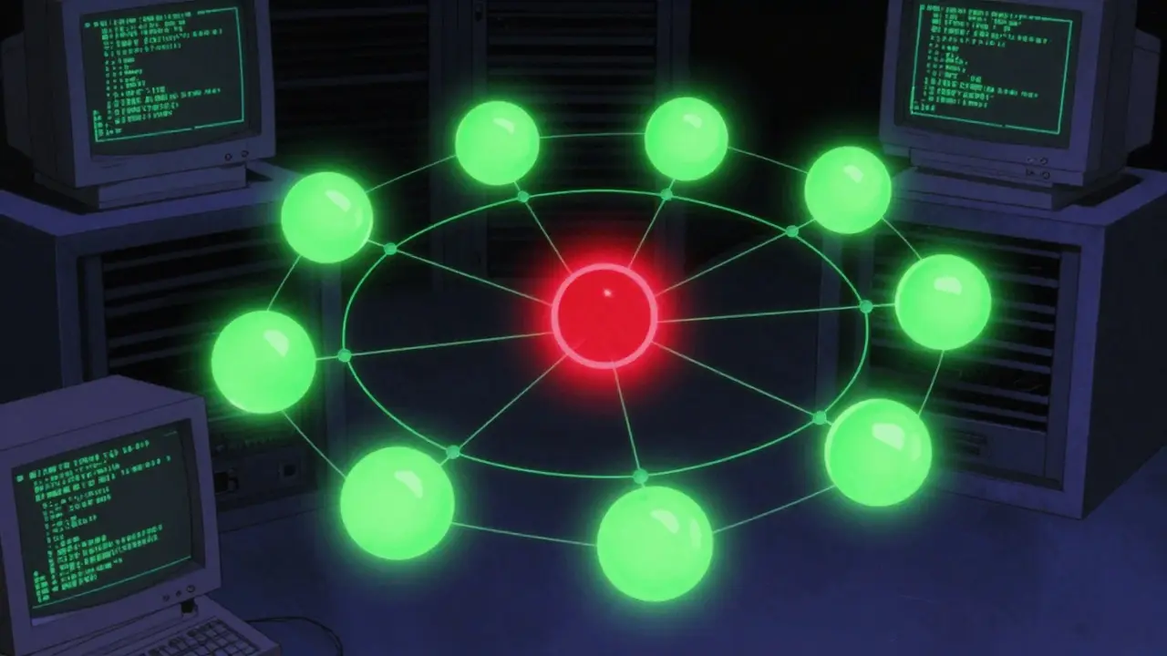 Holographic ring of glowing nodes illustrates how decoys hide the real signer.