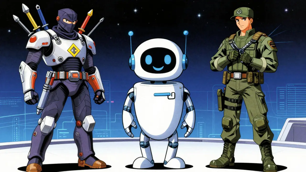 Anime characters representing Binance, Coinbase, and Kraken exchanges