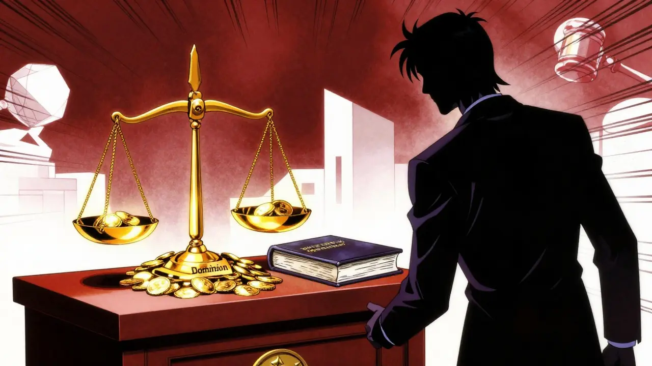 Conceptual anime art of tax laws weighing crypto assets in court