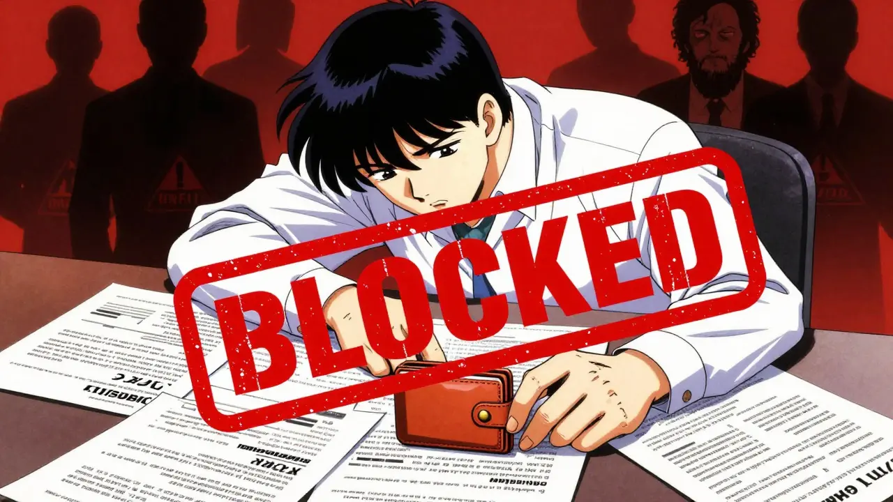 Frustrated anime user blocked from withdrawing funds amidst paperwork chaos.