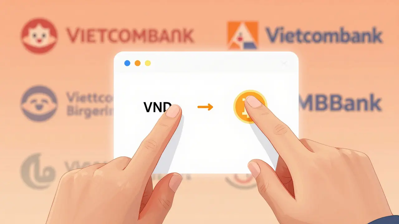 Hands using simple VND to BTC exchange interface