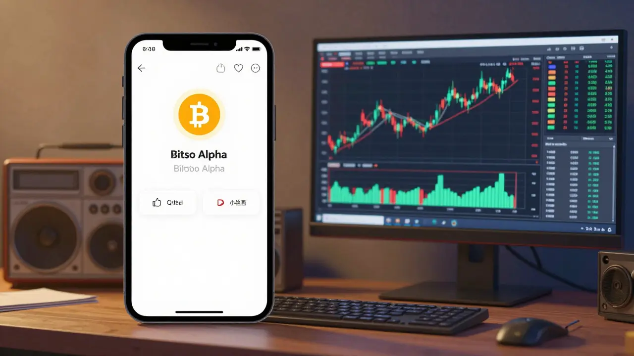 Anime split view of simple and advanced crypto trading interfaces