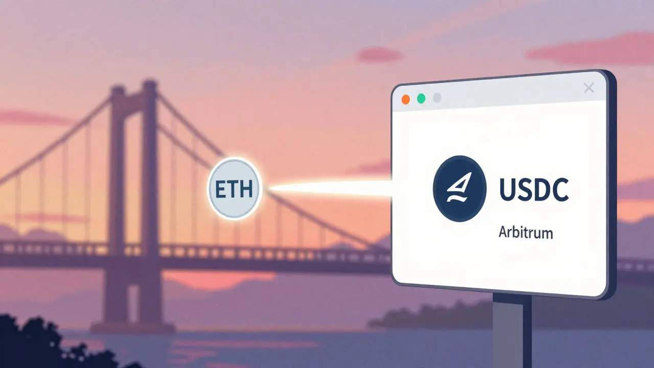 Smooth digital bridge showing direct native ETH swap without wrapping