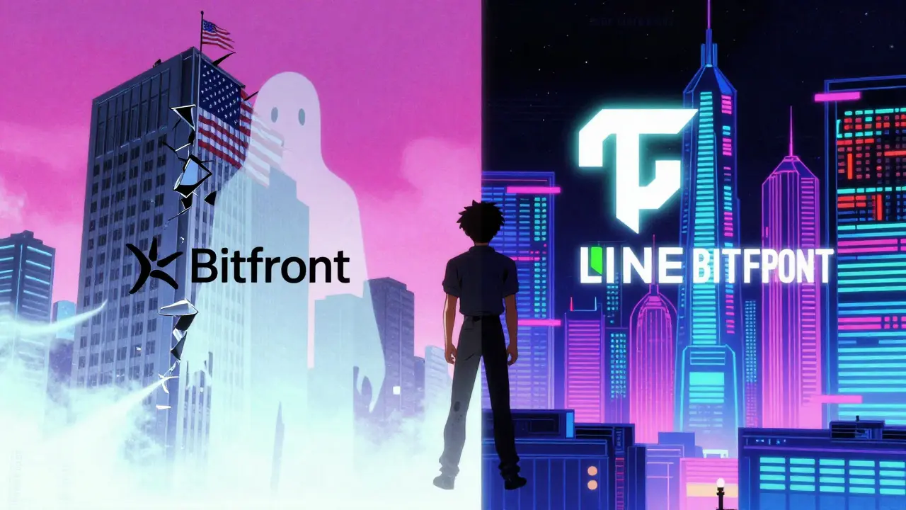 Split scene contrasting a crumbling office with a vibrant cybercity in retro anime