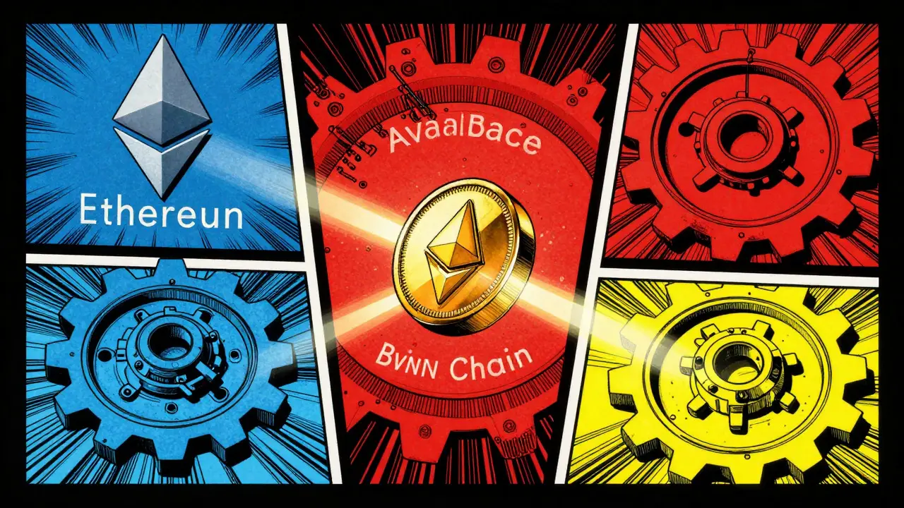 Golden token connecting three different blockchain networks