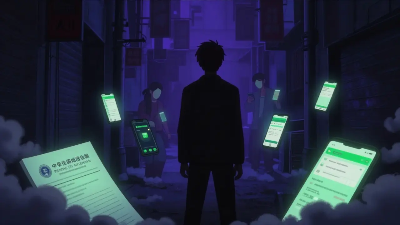 Person using P2P crypto apps in shadow under strict laws