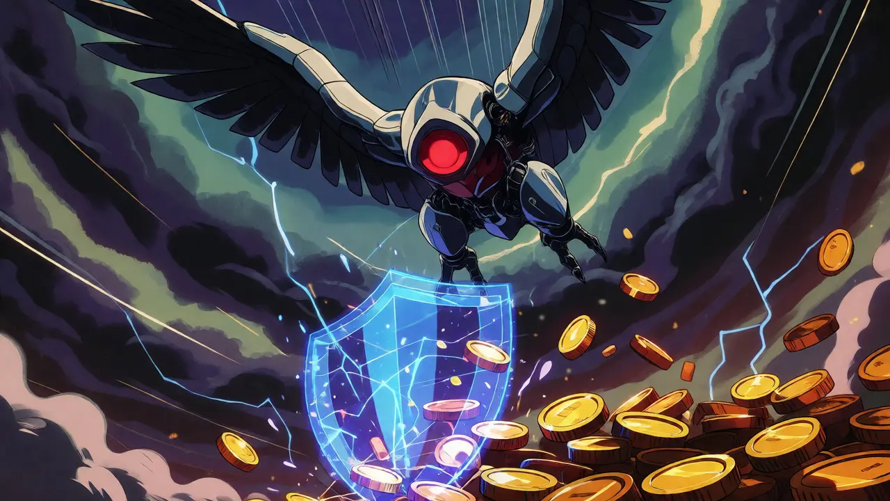 Robot bot seizing collateral as health shield breaks