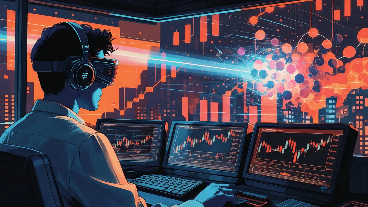Strategist managing concentrated liquidity ranges in a futuristic control room